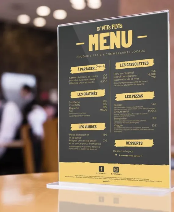 menu restaurant d'ptits plats
