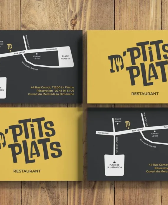 carte de visite dptitsplats restaurant la flèche
